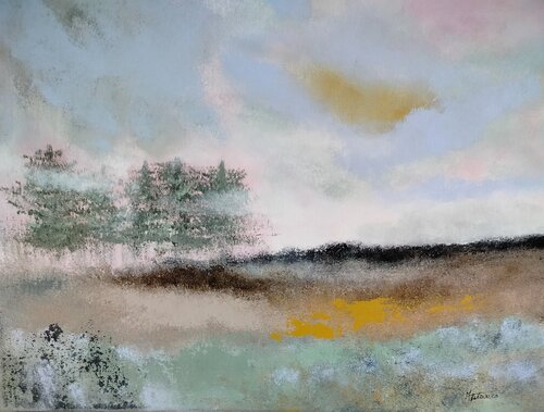 Ricordi Sospesi:-Textured Abstract  Landscape – Soft Tones – Fine Art Original [Curator's Pick] von Manuela Talarico, Malerei kaufen auf Singulart