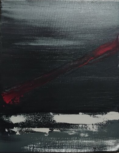 Zona Muta: Black & Red Abstract – Textured Minimalism – Fine Art Original [Curator's Pick] von Manuela Talarico, Malerei kaufen auf Singulart