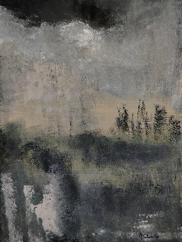 Presenze Lontane: Black & Earthy Grey Abstract – Minimalism – Fine Art Original [Curator's Pick] by Manuela Talarico, 絵画 for Sale on Singulart