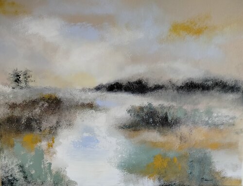 Ricordi Silenziosi – Atmospheric Abstract Landscape – Fine Art Original [Triple Curator's Pick] von Manuela Talarico, Malerei kaufen auf Singulart