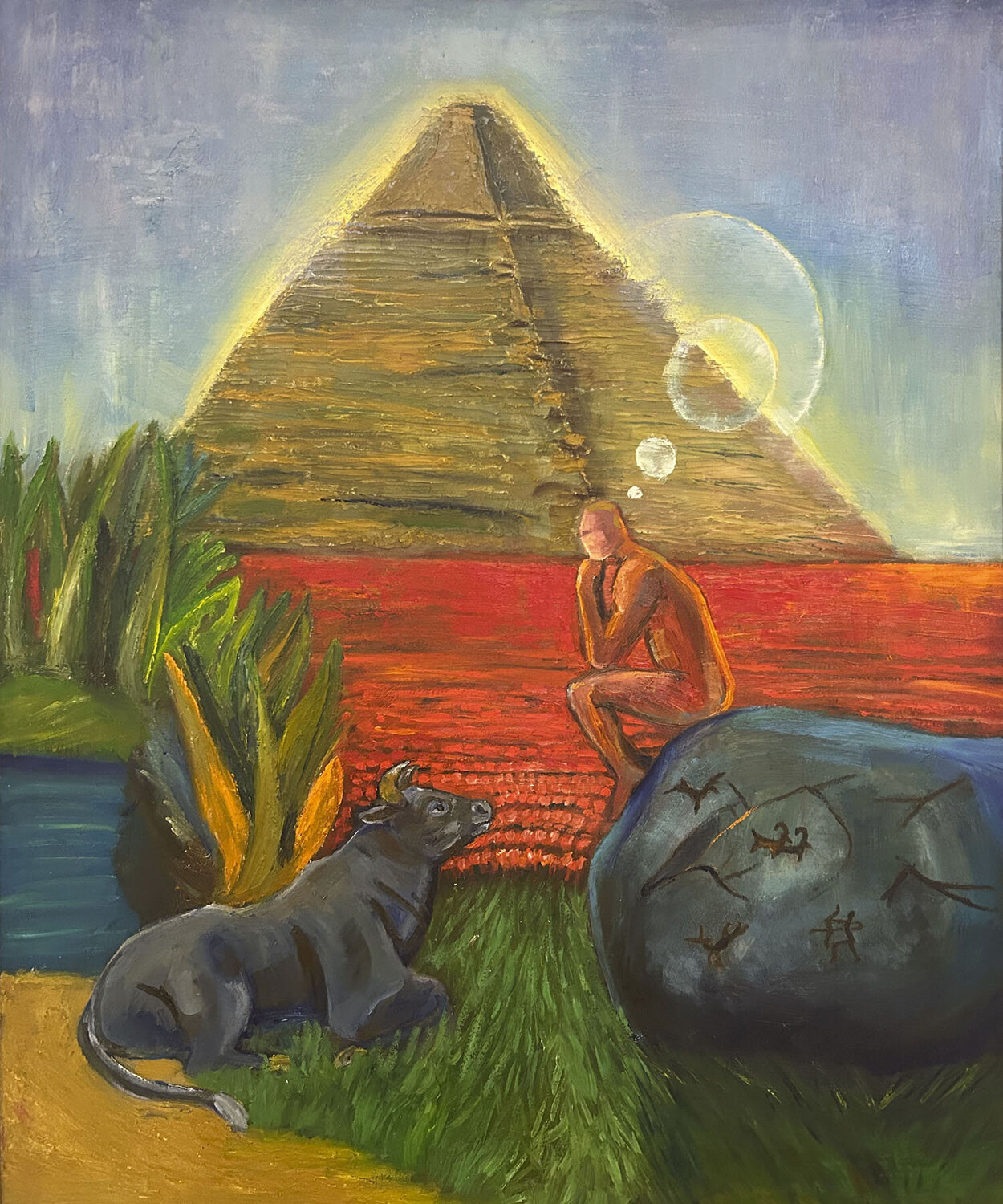 "Dialogue of the Ages" Bagzhan Alikhanov Originalgemälde zu verkaufen