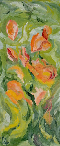 Bouquet Orange Tulpen di Joachim Lippl, Pittura in vendita su Singulart