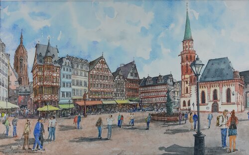Frankfurt am Main, Römerberg - Ostzeile van Manfred Köhler, Schilderij te koop op Singulart