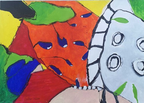 Puffed-up heads van Barbara Saleem, Schilderij te koop op Singulart