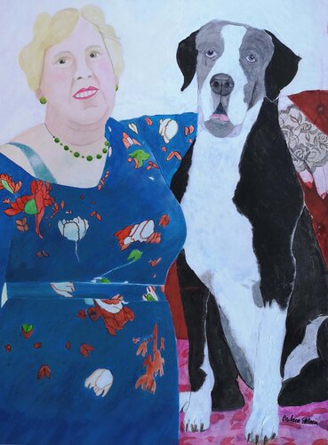Me, but with my dog von Barbara Saleem, Malerei kaufen auf Singulart