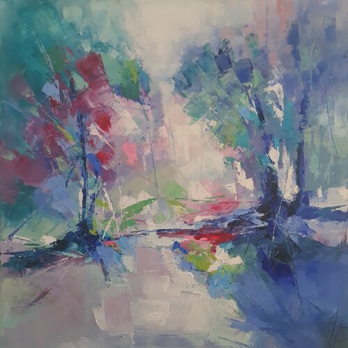 Par delà la forêt dort peut-être un étang... by Clarisse Daurat, Painting for Sale on Singulart