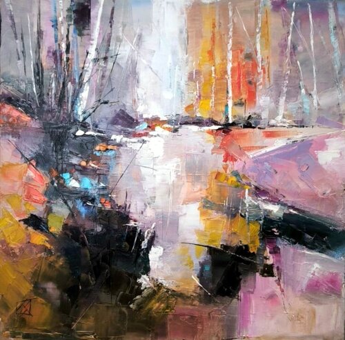 Le chemin rose by Clarisse Daurat, Painting for Sale on Singulart