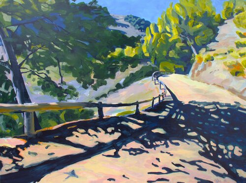 Landschaft mit Straße bei Nerja van Hedwig Oeldig, Schilderij te koop op Singulart