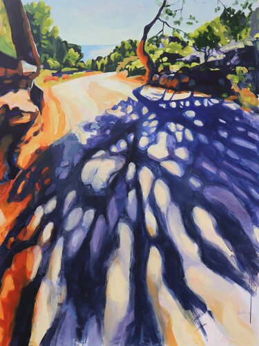 Landschaft bei Nerja. Orange Lila. von Hedwig Oeldig, Malerei kaufen auf Singulart