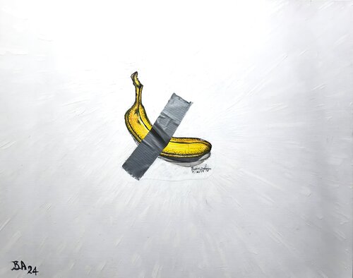 Banana on wall-Mixed Media van SAM AYAD, Schilderij te koop op Singulart