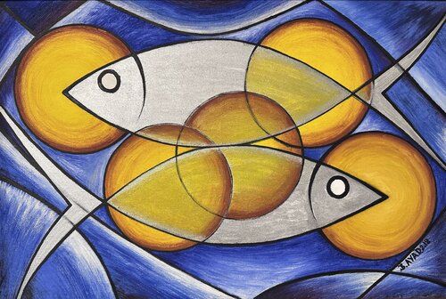 5 Breads and 2 fishes di SAM AYAD, Pittura in vendita su Singulart