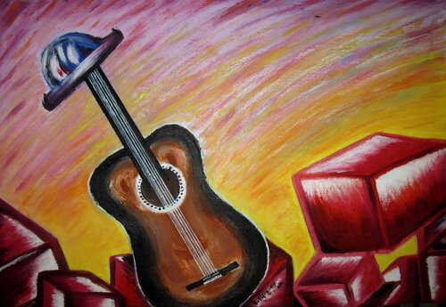 Guitar by SAM AYAD, 絵画 for Sale on Singulart