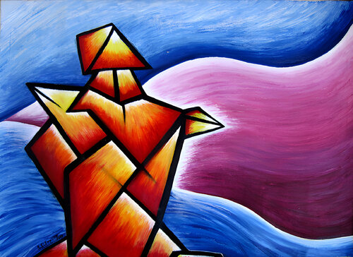 Man in desert van SAM AYAD, Schilderij te koop op Singulart