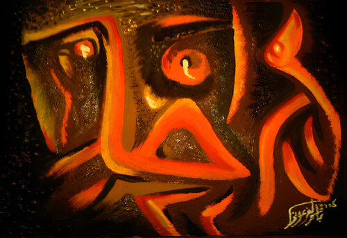 Man in camal - Oil Paint on ruph  card board van SAM AYAD, Schilderij te koop op Singulart