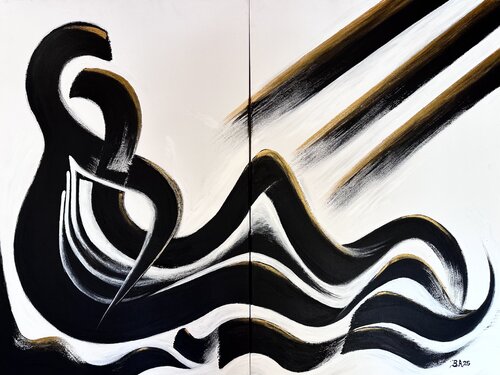 Setting with son - On 2 panels by SAM AYAD, Painting for Sale on Singulart