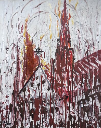 Cathedral notordam burn 2019 van SAM AYAD, Schilderij te koop op Singulart