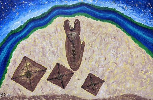 Orion belt on pyramids by SAM AYAD, Painting for Sale on Singulart