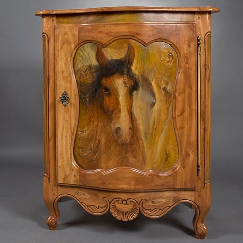 Commode en pommier / Chevaux - Mythologie by Robert Lefebvre, Other Media for Sale on Singulart