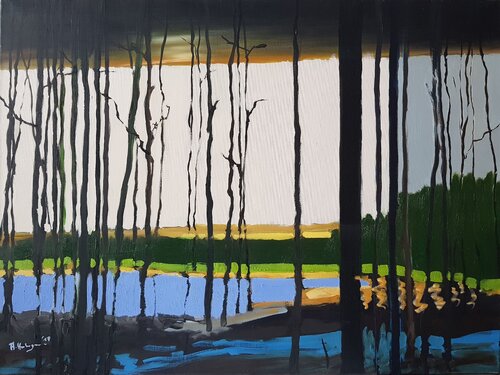 „Zwischen den Stämmen“ by Andreas Hornbogen, Painting for Sale on Singulart