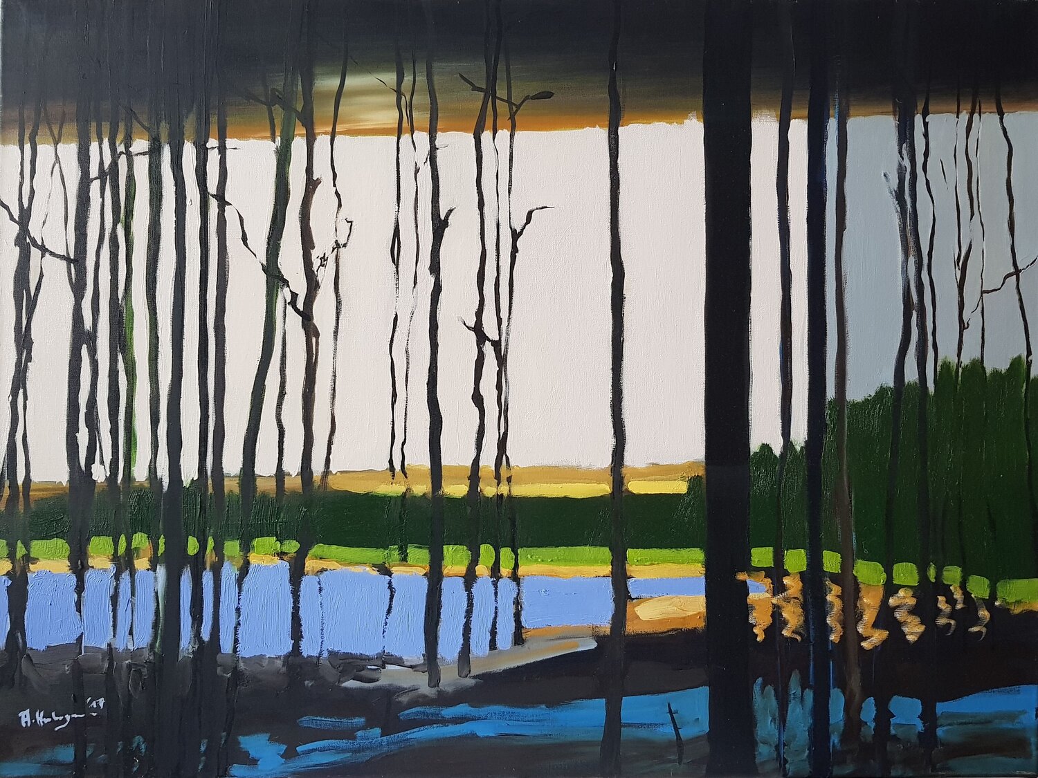 „Zwischen den Stämmen“ Andreas Hornbogen Original painting for sale