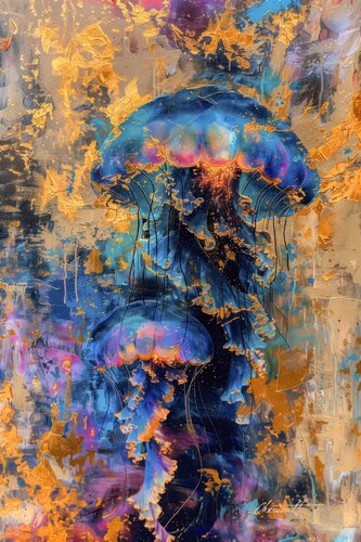 Twin Currents - Jellyfish / Gallery Acrylic Display by Chromat Arcanov, Print for Sale on Singulart