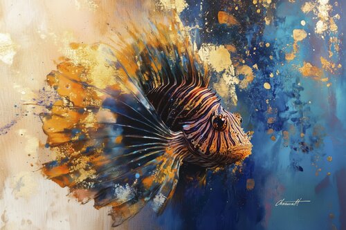 Ornament of Peril - Lionfish / Gallery Acrylic Display van Chromat Arcanov, Afdruk te koop op Singulart
