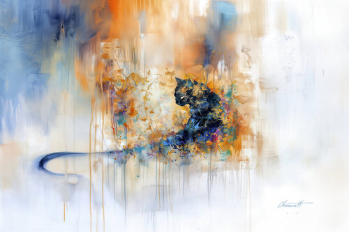 Golden Whispers - Cat I / Gallery Acrylic Display by Chromat Arcanov, Print for Sale on Singulart