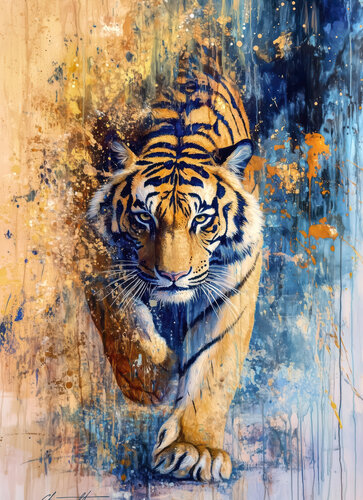 Sovereign Stride - Tiger / Gallery Acrylic Display van Chromat Arcanov, Afdruk te koop op Singulart