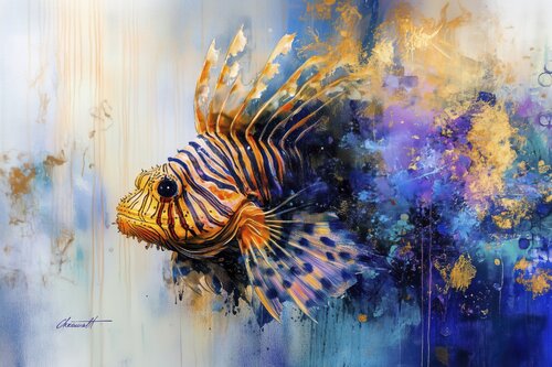 Veil of Currents - Lionfish / Gallery Acrylic Display by Chromat Arcanov, Print for Sale on Singulart