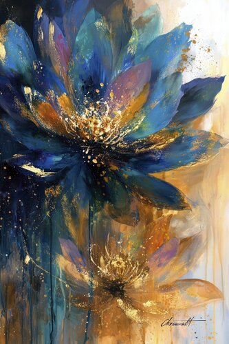 Gilded Dahlia / Gallery Acrylic Display par Chromat Arcanov, Édition en vente sur Singulart