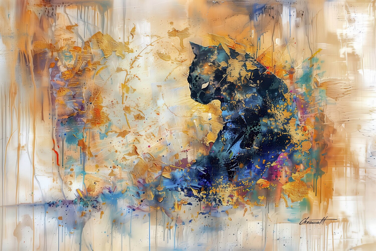 Golden Whispers - Cat II / Gallery Acrylic Display Chromat Arcanov Druck zu verkaufen