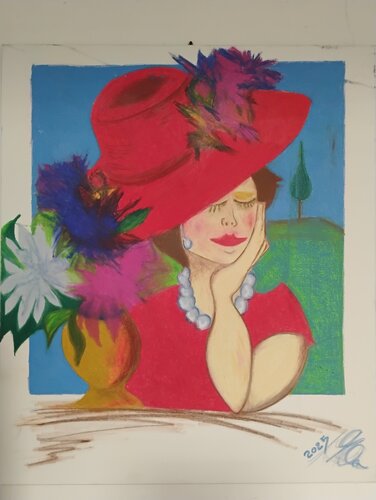 Sign.ra in Rosso par Maura Ullu, Peinture en vente sur Singulart