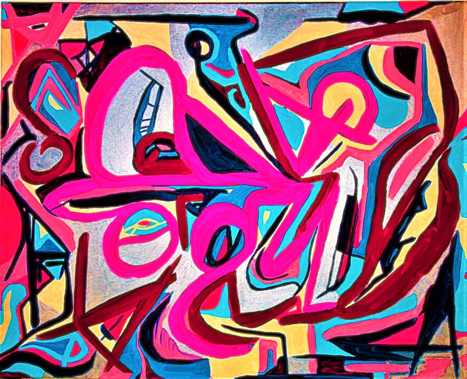 ポップアート、ピンクアート、ハート、絵画、原画、インテリア、現代アート ポップアート、ピンクアート、ハート、絵画、原画、インテリア、現代