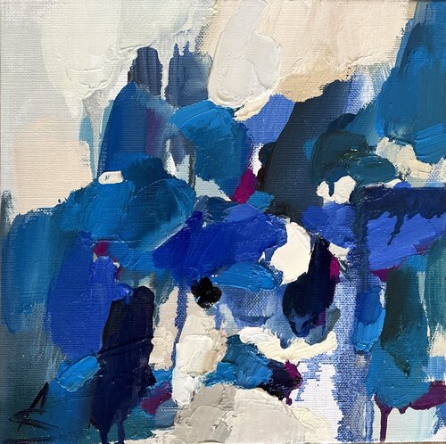 FREE MINUTES 1/Blue abstract oil painting Ana Saut