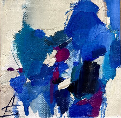 FREE MINUTES 2/Blue abstract oil painting von Ana Saut, Malerei kaufen auf Singulart