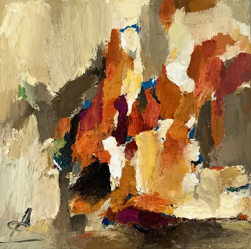 REFLECTION/Orange abstract oil painting de Ana Saut, Pintura a la venta en Singulart
