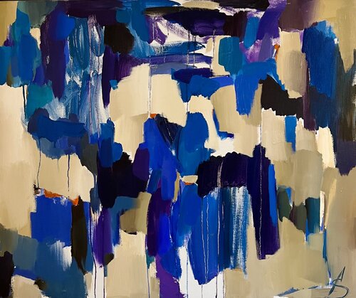 Vanilla Sky/Blue abstract oil painting van Ana Saut, Schilderij te koop op Singulart