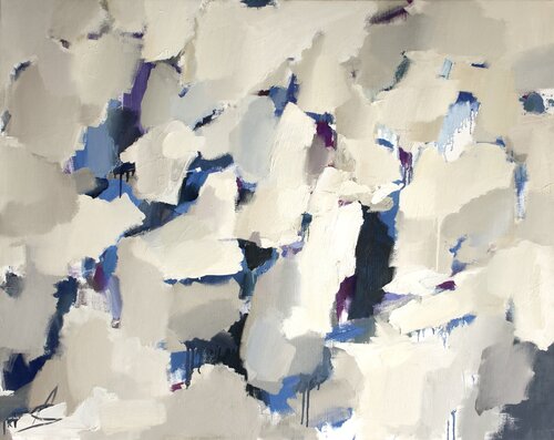 Free Breathing/Blue abstract oil painting van Ana Saut, Schilderij te koop op Singulart