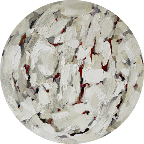 WHITE CIRCLE  1/ABSTRACT ACRYLIC PAINTING von Ana Saut, Malerei kaufen auf Singulart