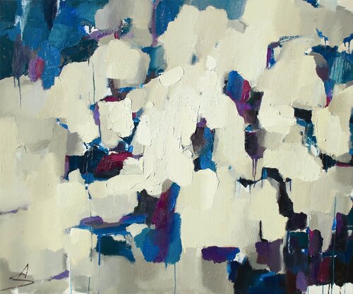 Toward the Sky, Through Water/Blue abstract oil painting de Ana Saut, Pintura a la venta en Singulart