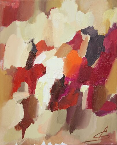 MOMENT 1/Orange abstract oil painting de Ana Saut, Pintura a la venta en Singulart