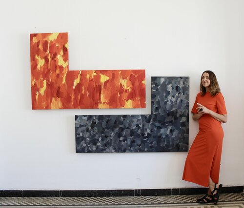 Geometry of Opposites/Abstract oil diptych by Ana Saut, 絵画 for Sale on Singulart