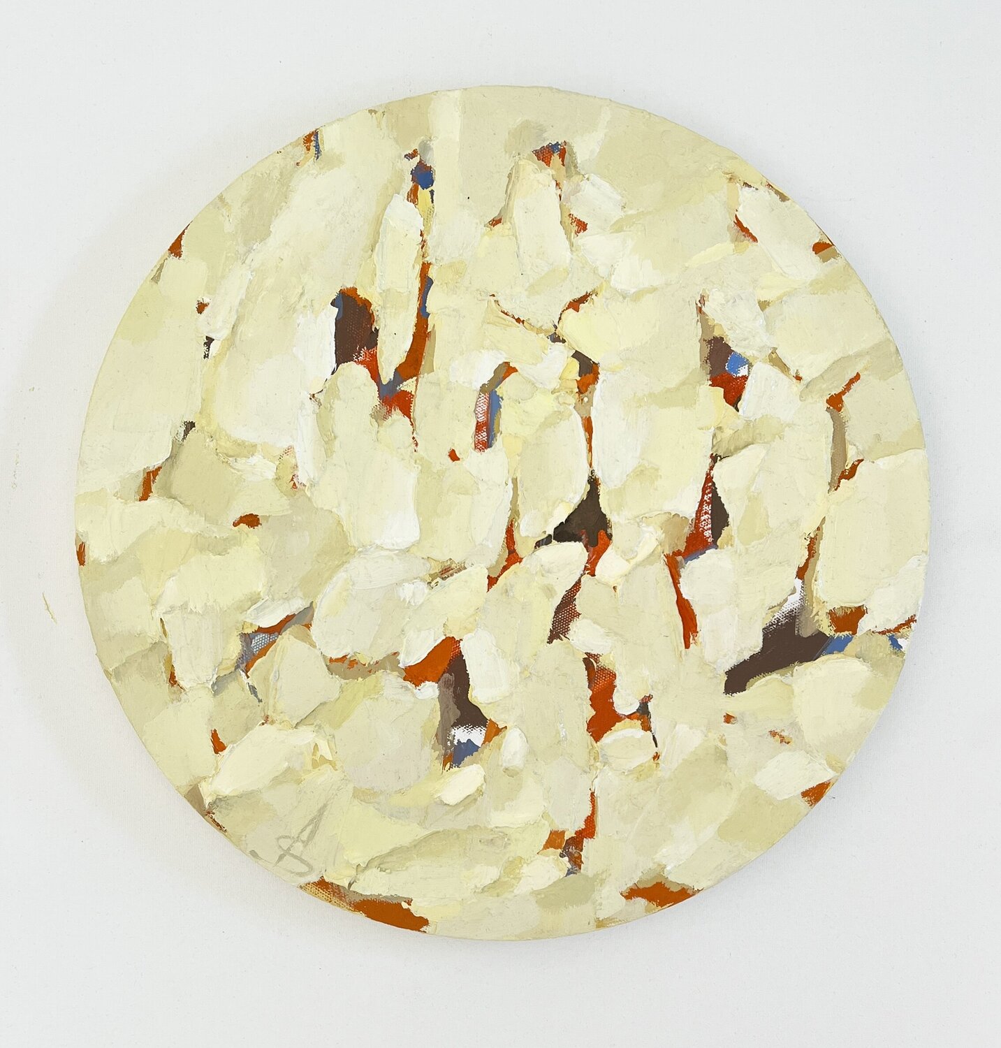 INFINITY\ White round oil painting Ana Saut