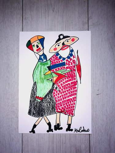 Ladies by Ana Caetano, Work on Paper for Sale on Singulart