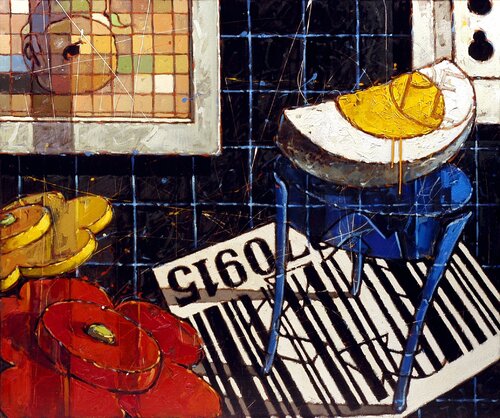 Lo sgabello blu by Federico Pisciotta, Painting for Sale on Singulart