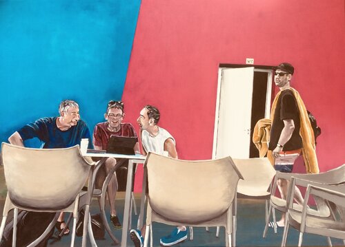 Public Viewing auf Ibiza di Bettina Schröter-Glittenberg, Pittura in vendita su Singulart