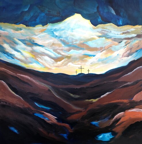 The Crucifixion – The Heavens Opened de Danijela Kostic -The Power of the Mind Art, Pintura a la venta en Singulart