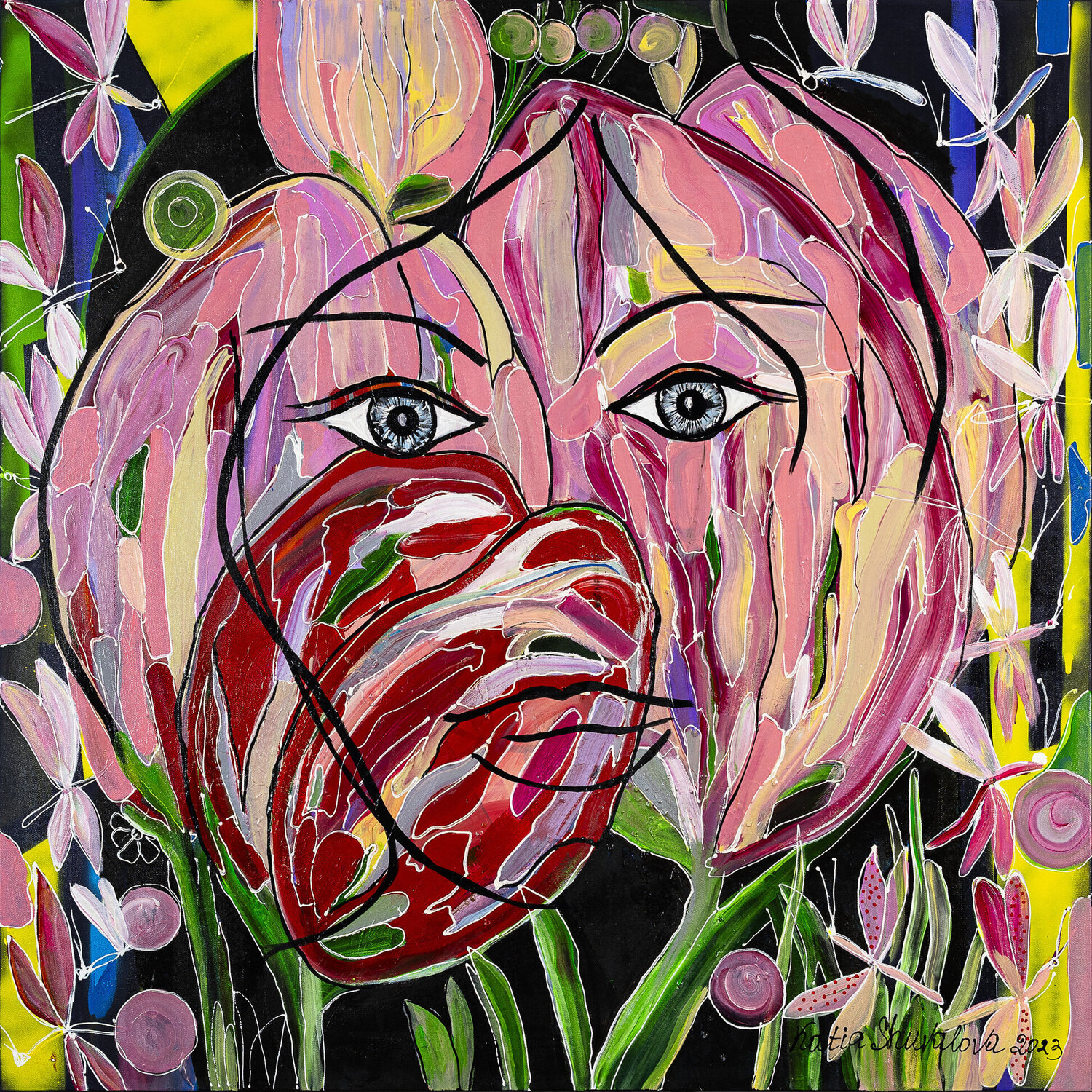 Bouquet of pink flowers Katia Shuvalova Originalgemälde zu verkaufen