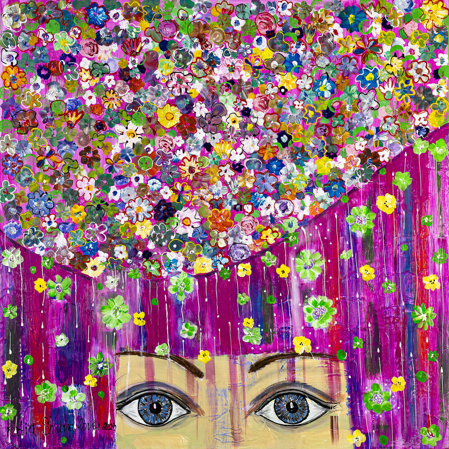Bouquet of pink flowers Two Katia Shuvalova Originalgemälde zu verkaufen