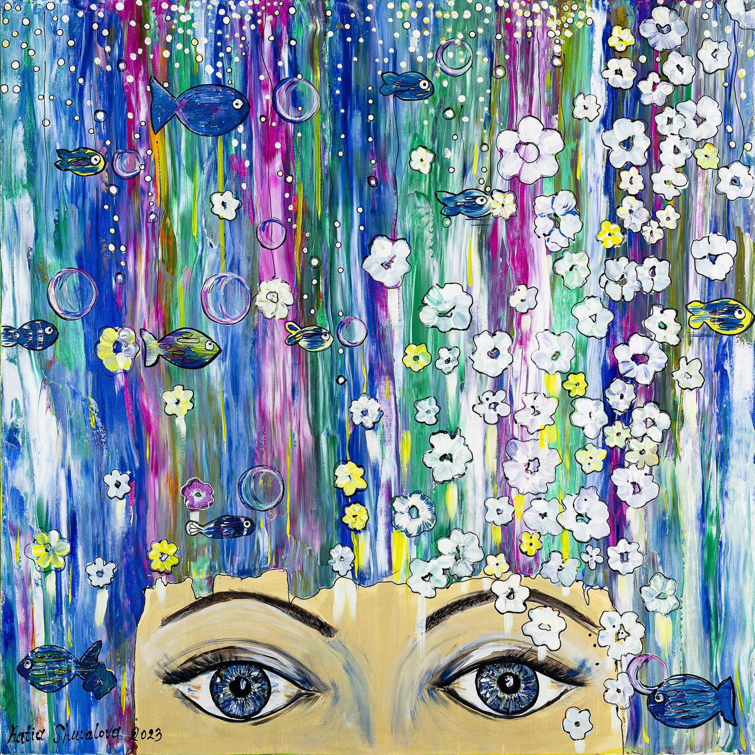 Mysterious woman in bloom Katia Shuvalova Originalgemälde zu verkaufen